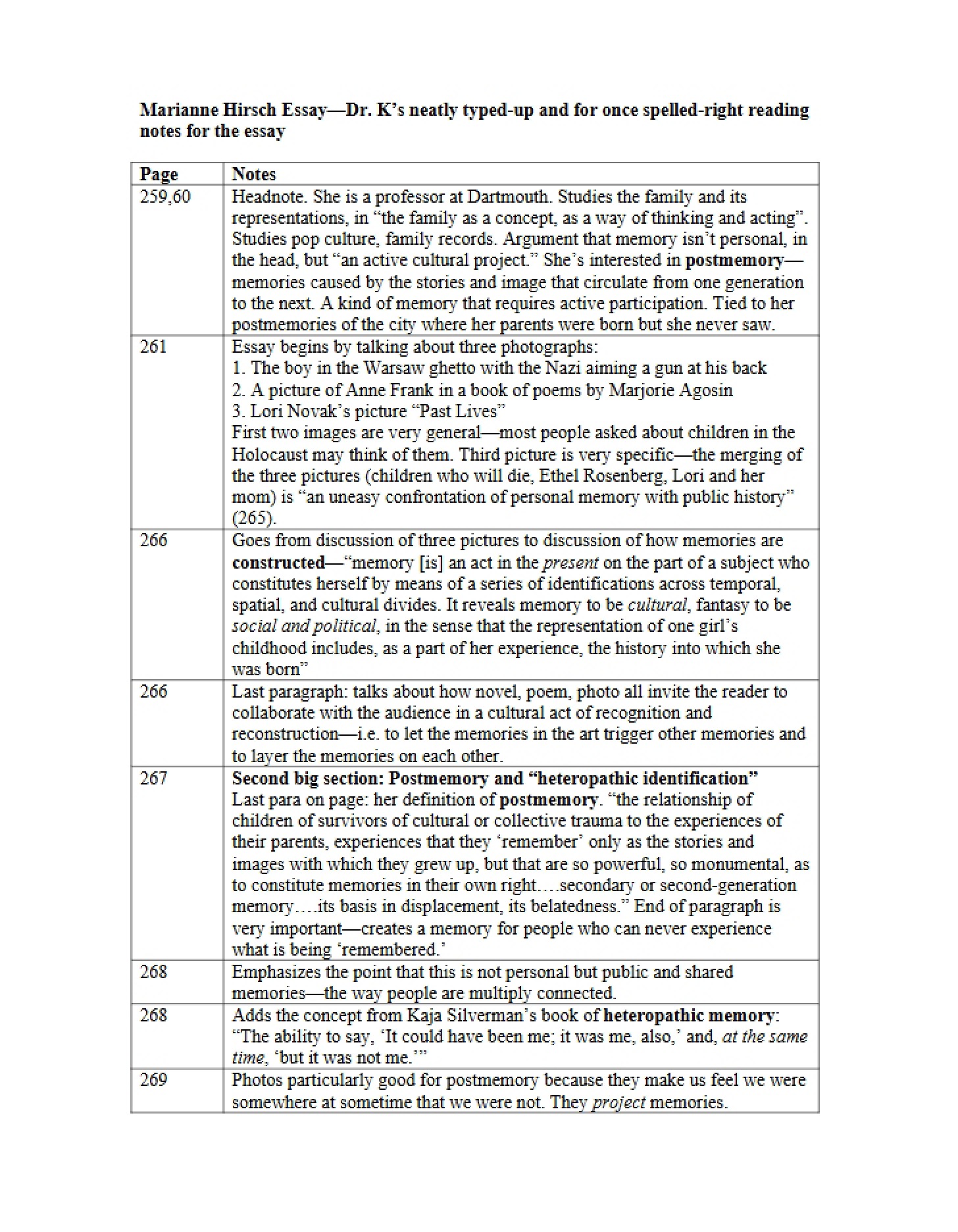 Essay Reading Notes