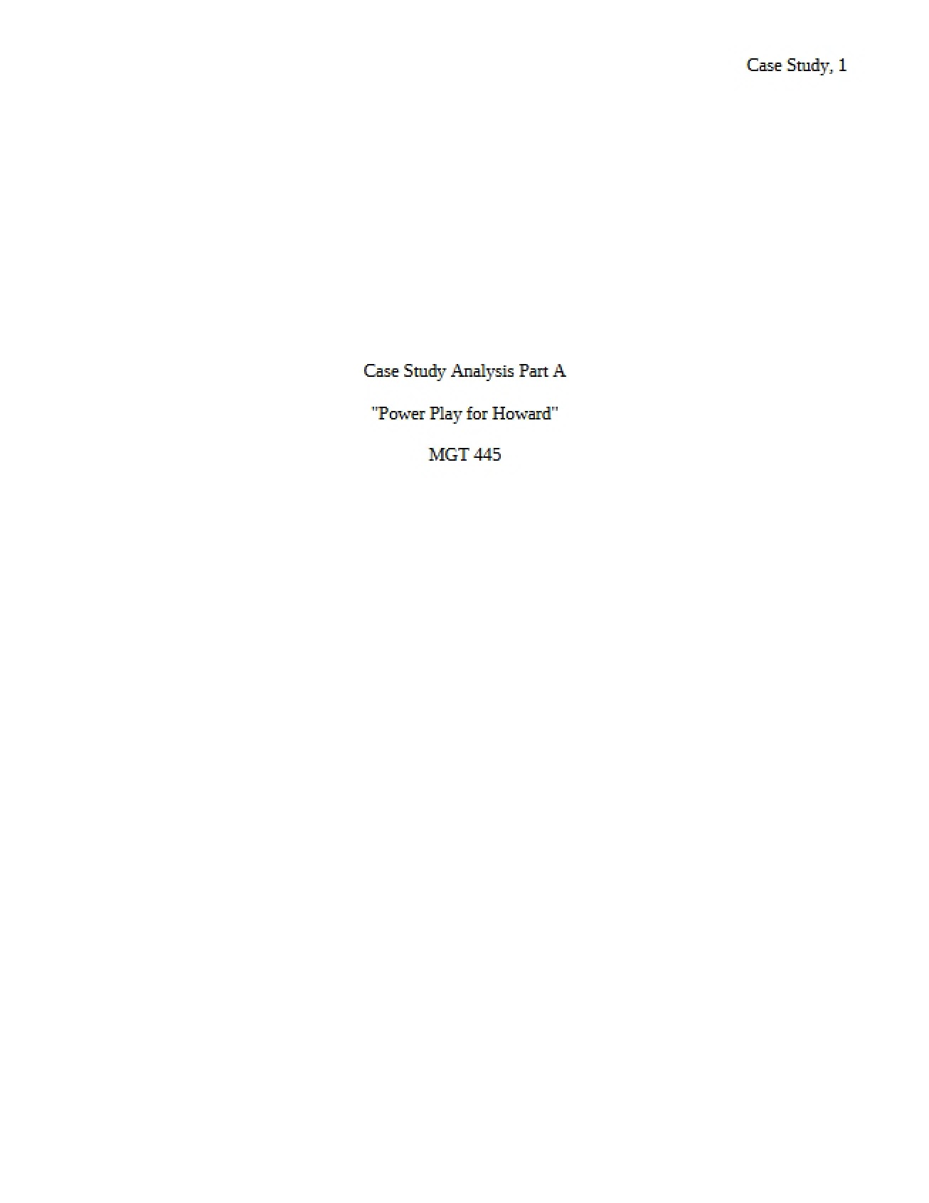 Howard Case Study Power Play