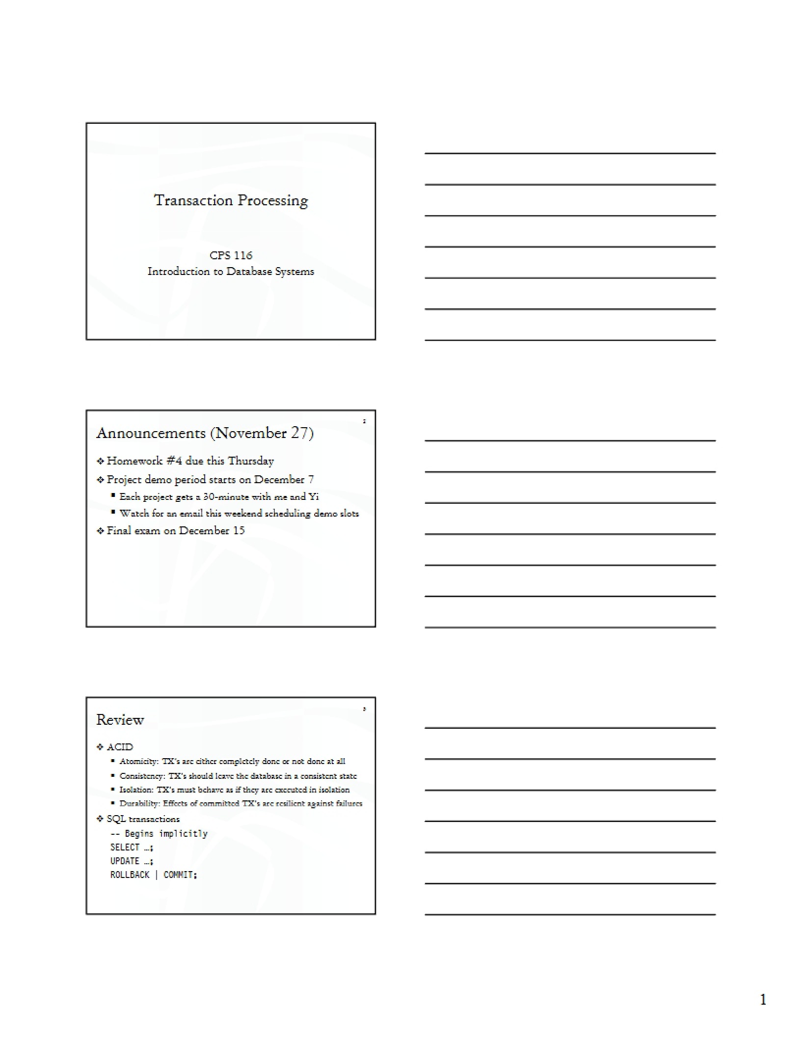 Processing Transactions