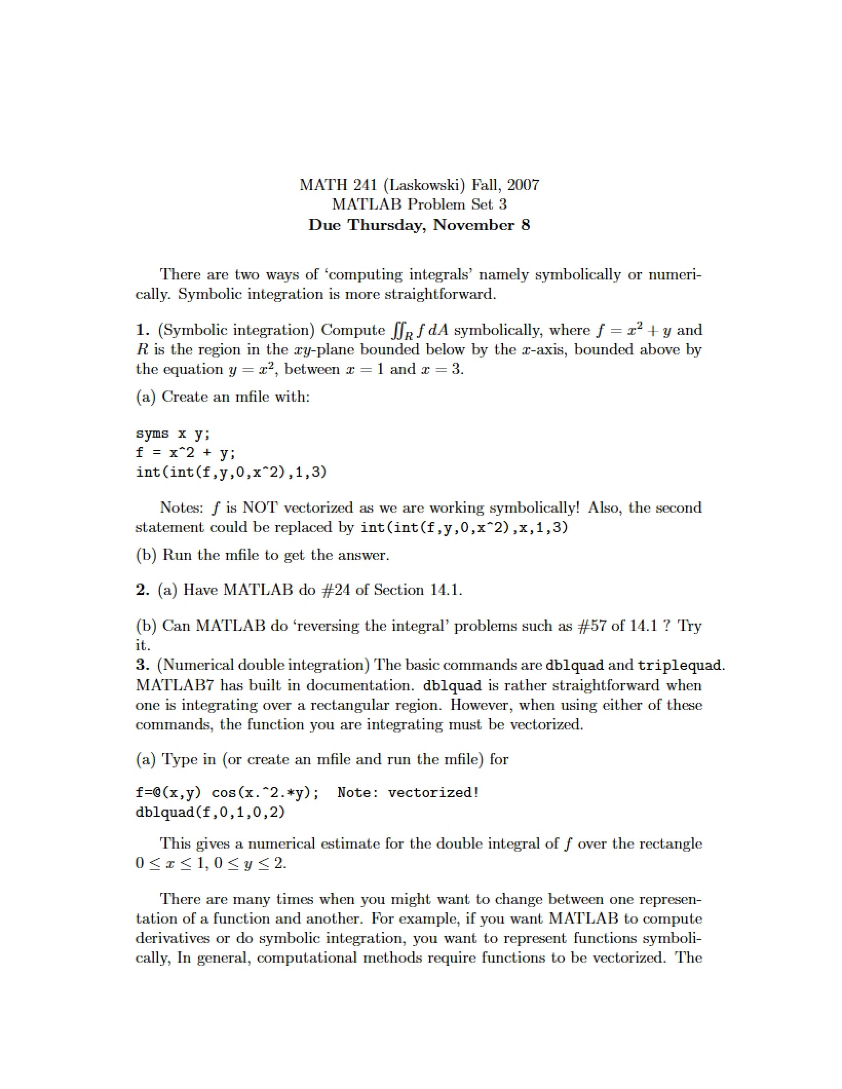 Set of Problems Three