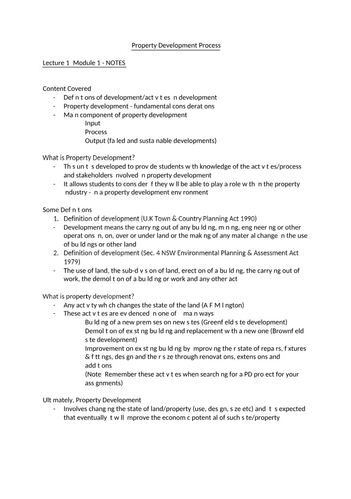 Key Components of the Property Development Process