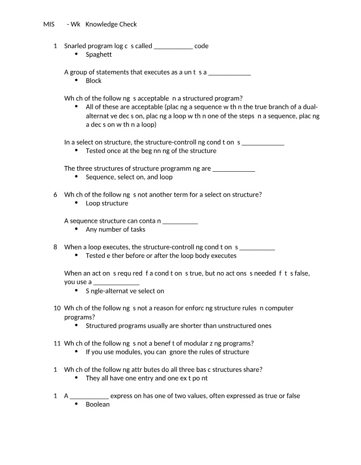 Wk3 Knowledge Check - MIS525
