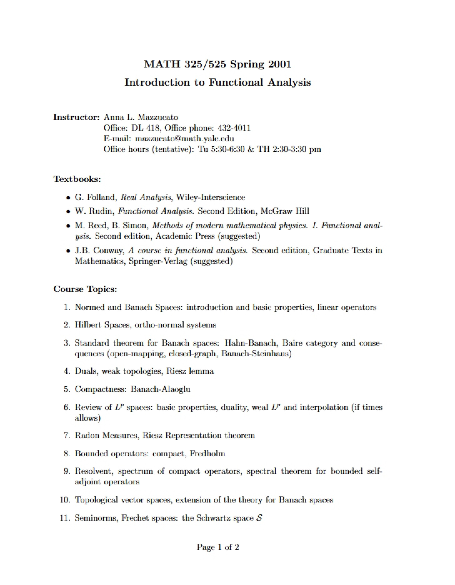 Analysis of Functions