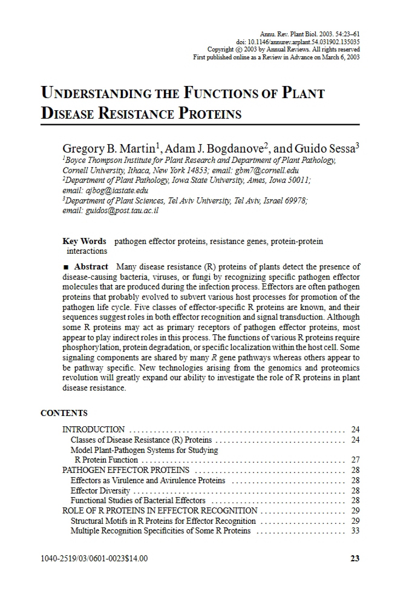 Plant Disease Resistance Proteins Functions