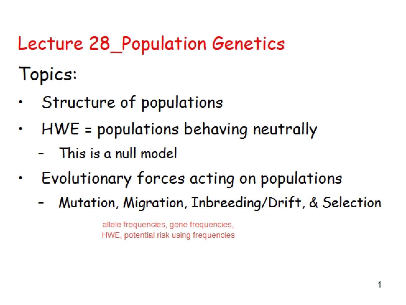 Genetics of Populations