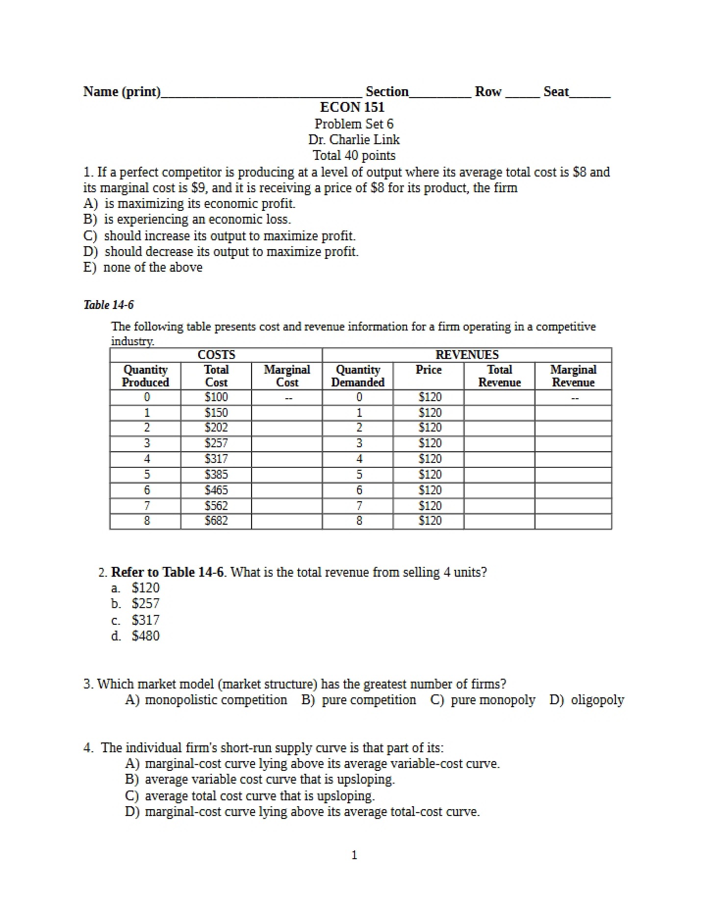 Set 6 Problems
