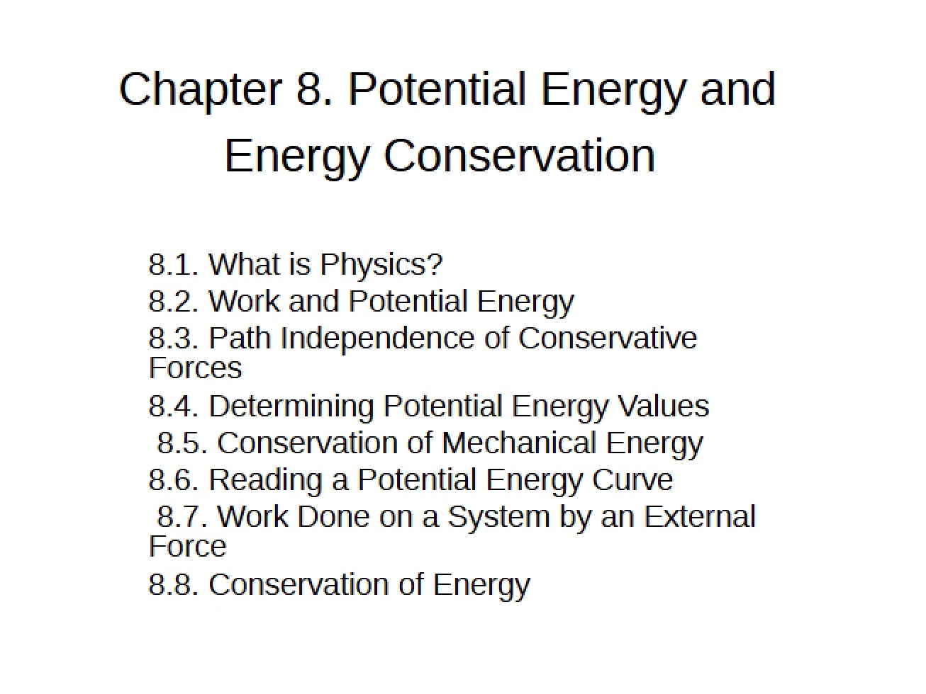 Energy Conservation and Potential Energy