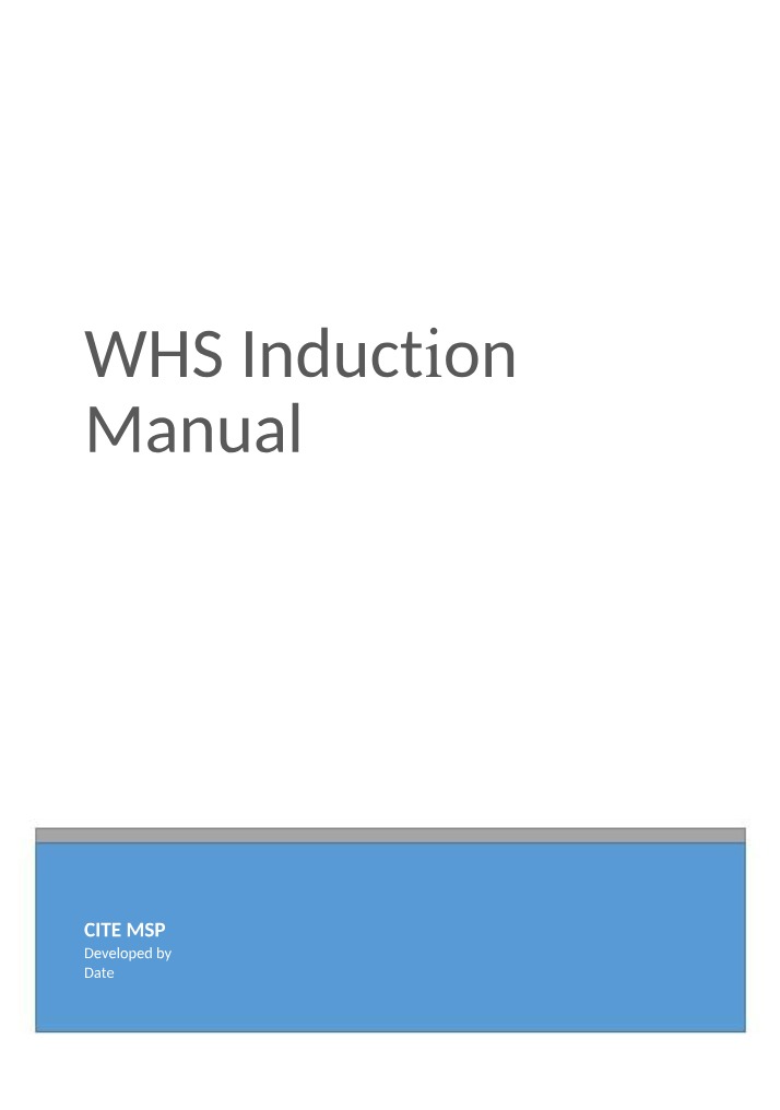 Induction Manual for WHS