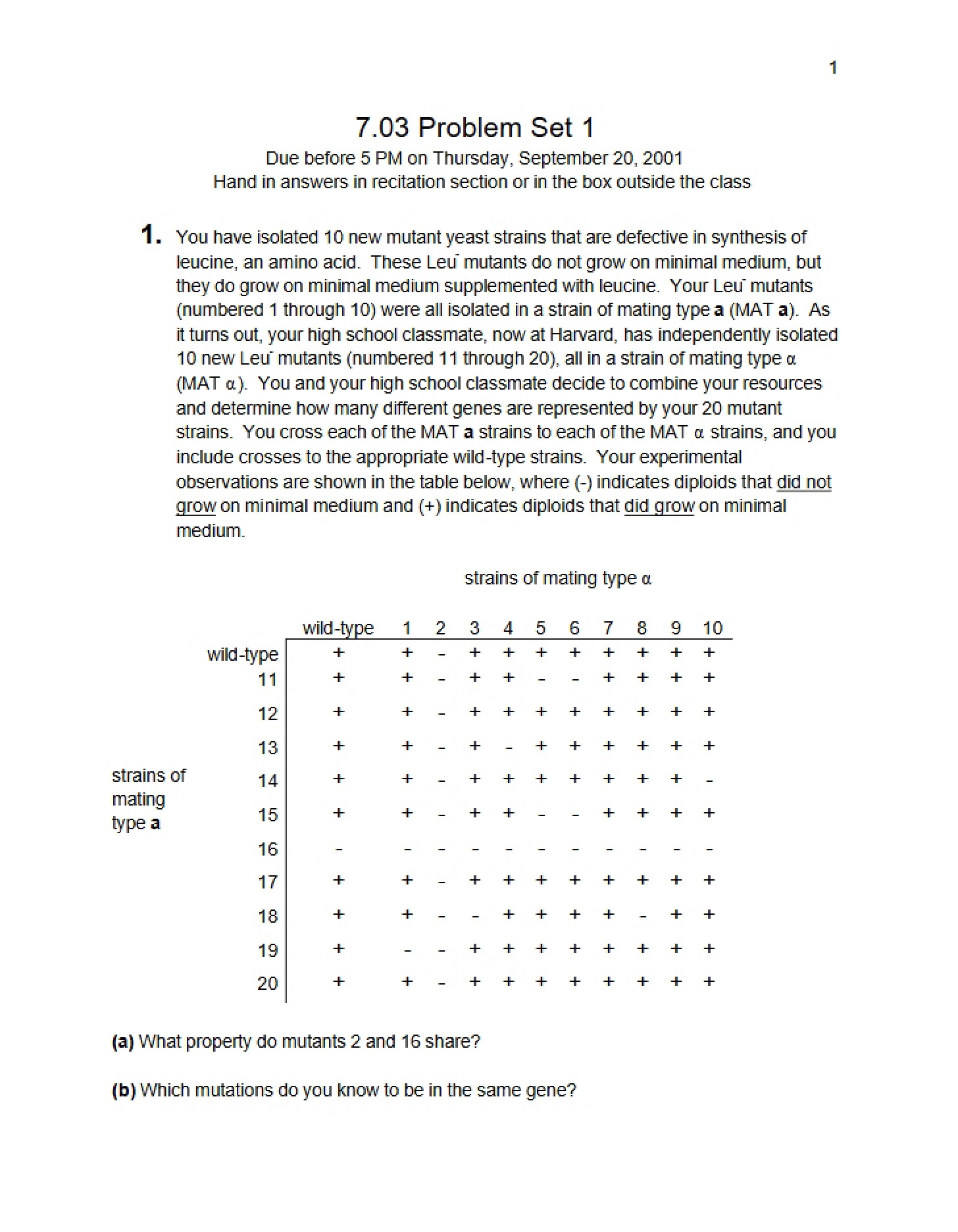 Problem Set One