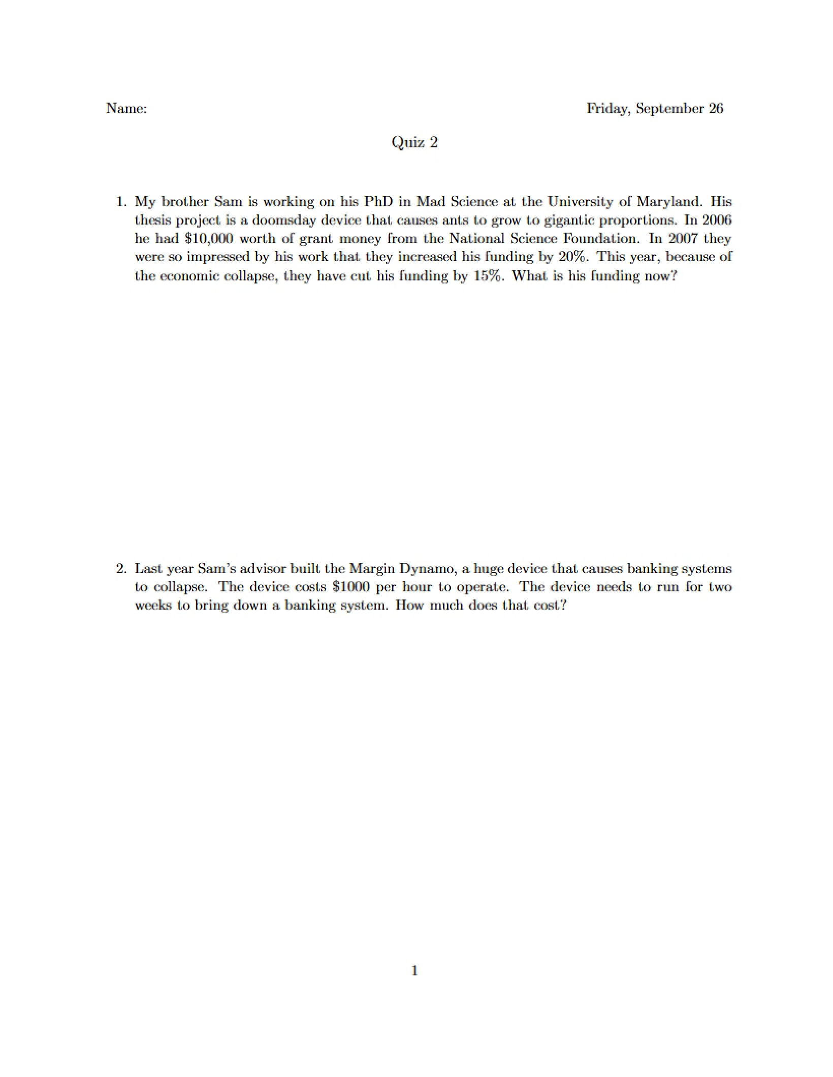 Second Quiz