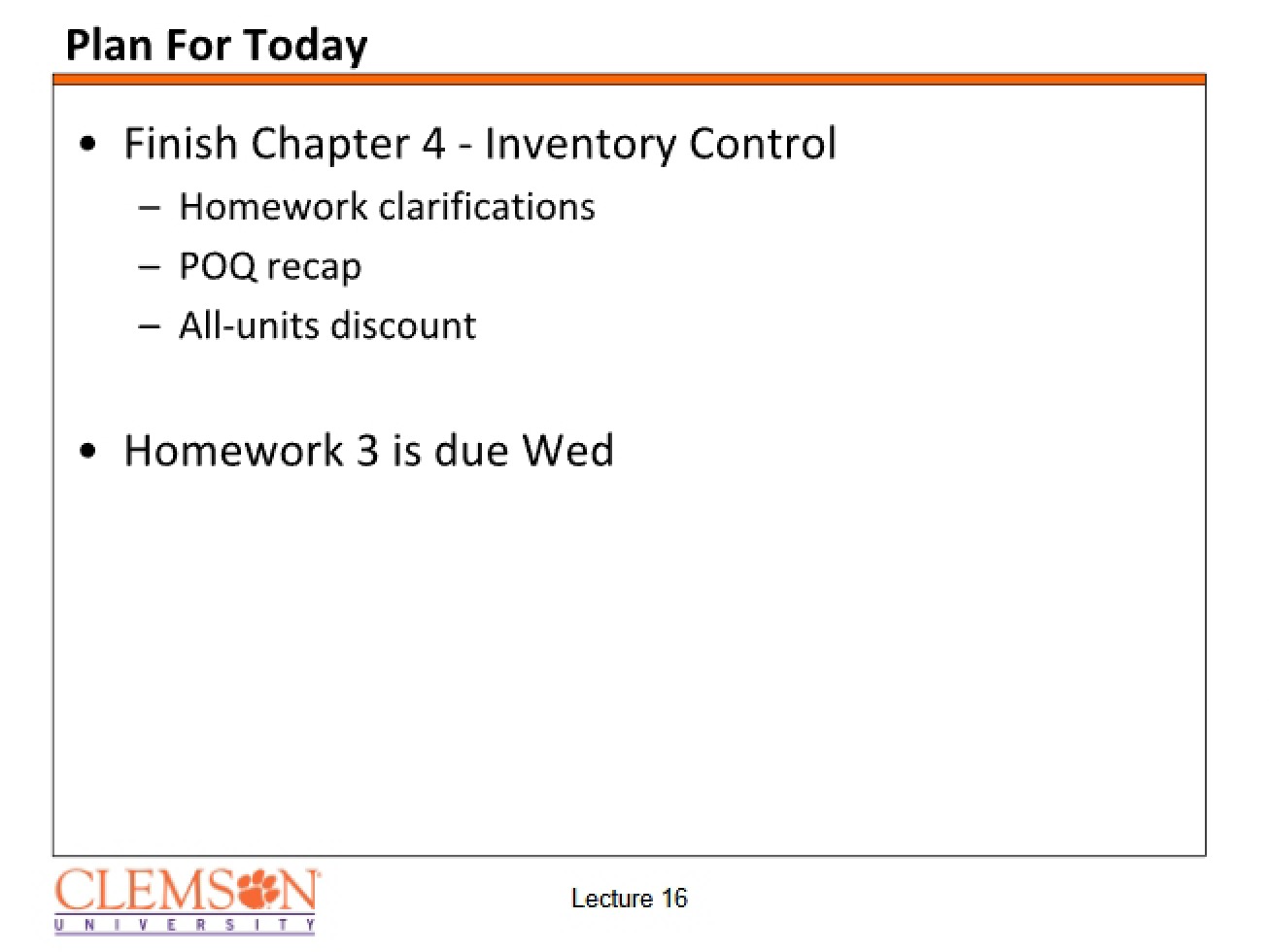 Production Planning Notes - Part Three