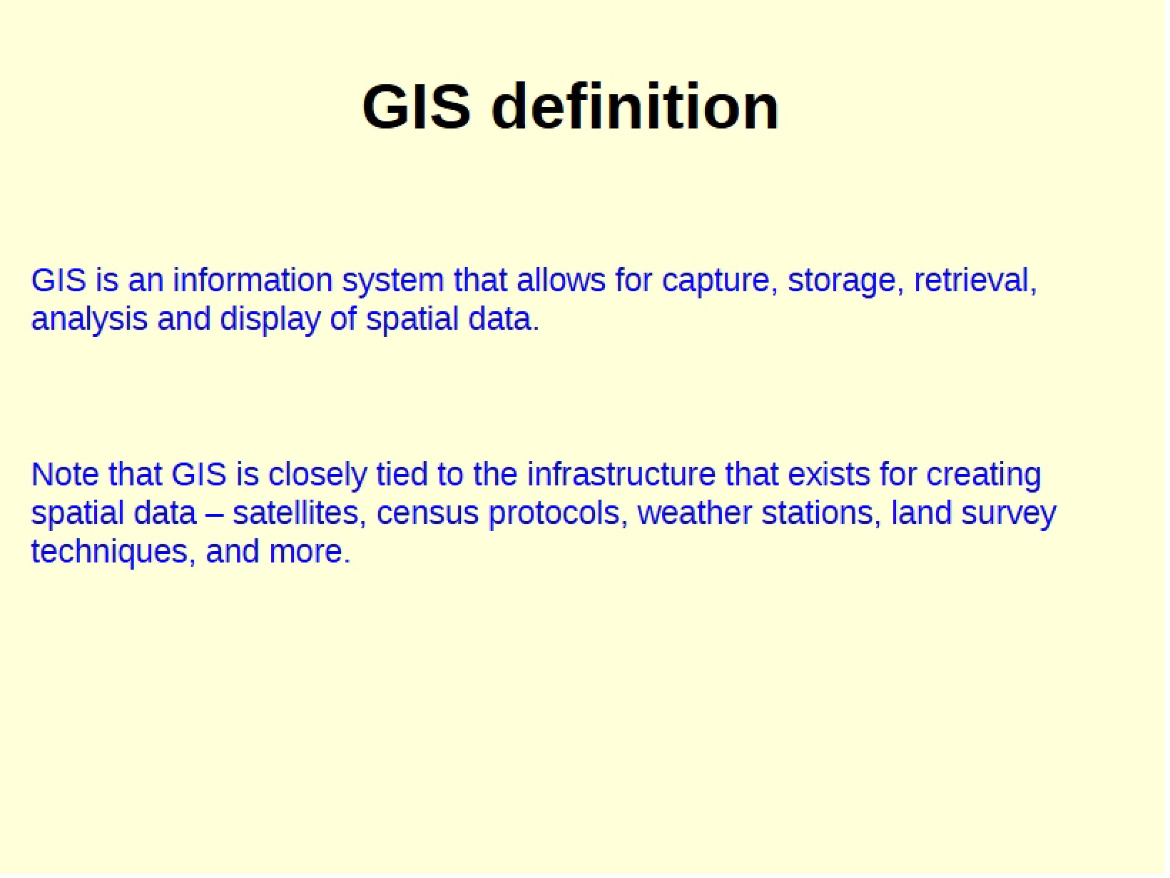 Defining GIS