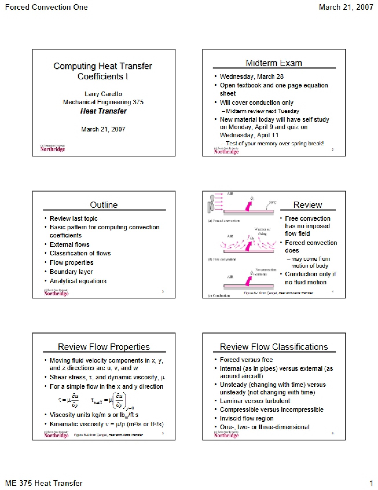Computation of Heat Transfer Coefficients 1
