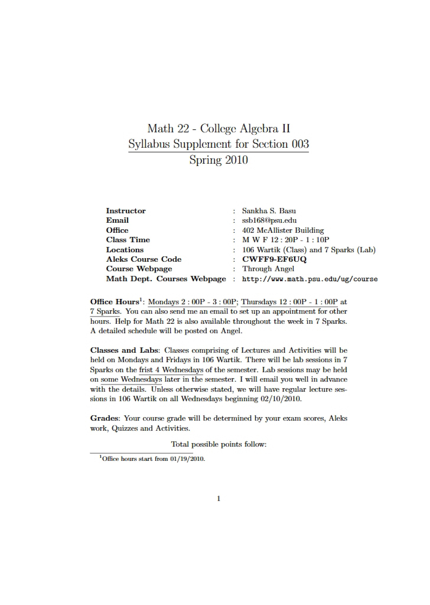 Second Collegiate Algebra Course