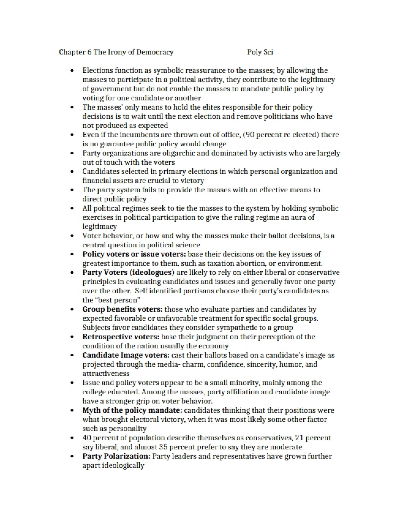 Irony of Democracy An Analysis of Chapter Six