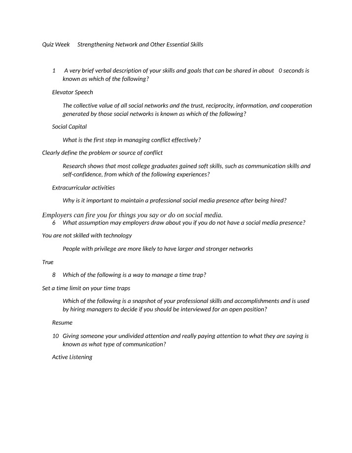 Week 4 Quiz - Strengthening Network and Essential Skills