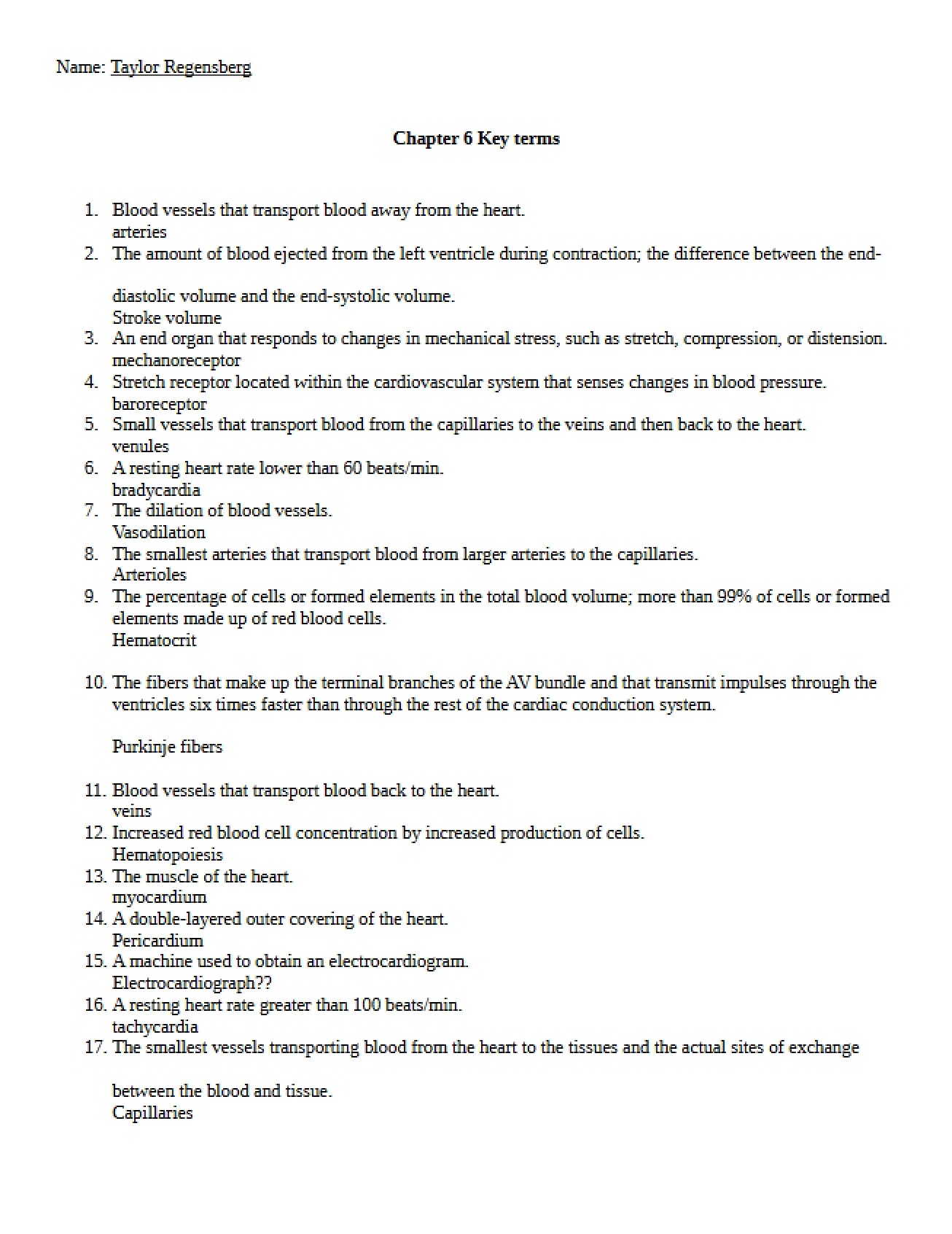 Key Terms for KINE 121 Chapter 6