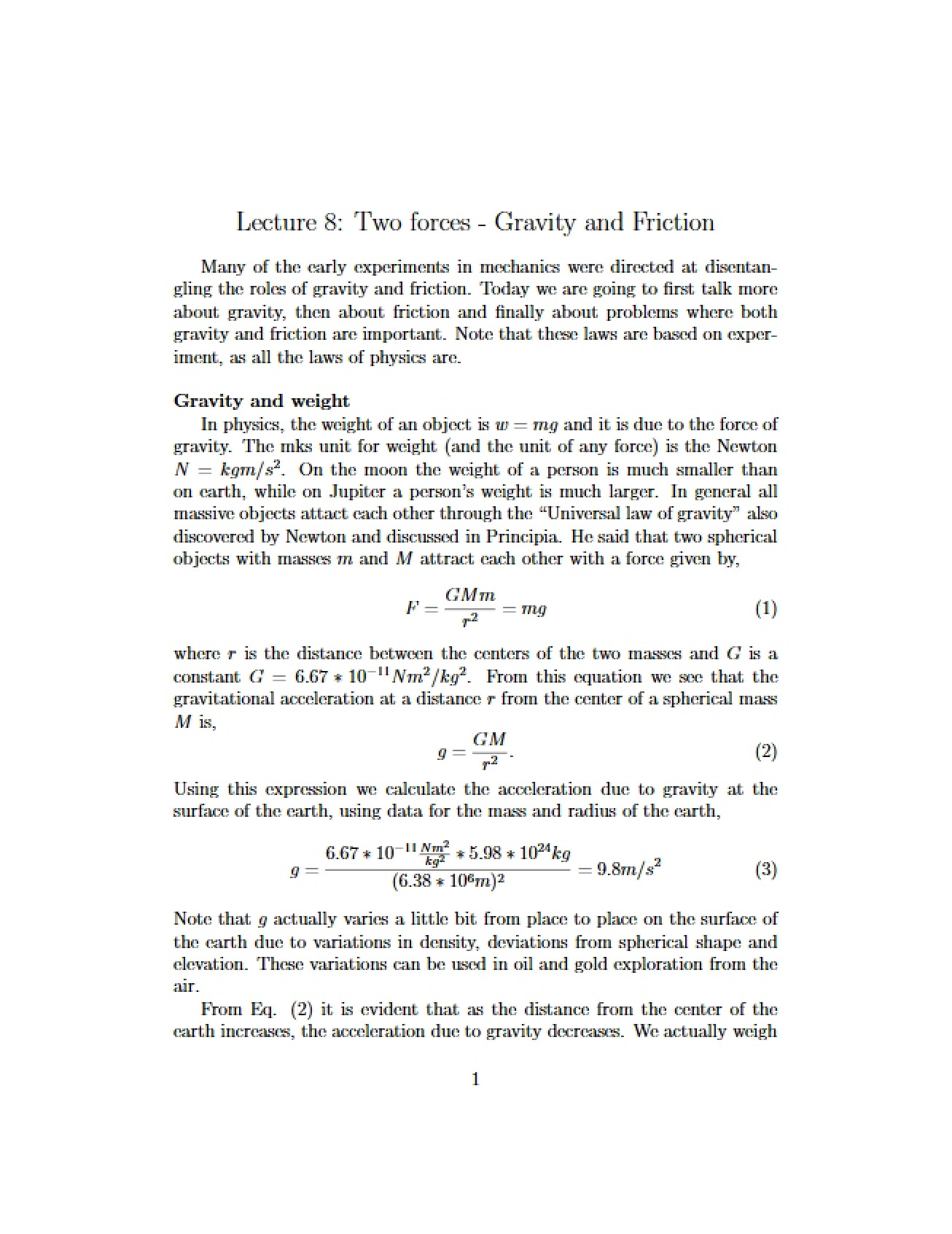 Physics Lecture Notes