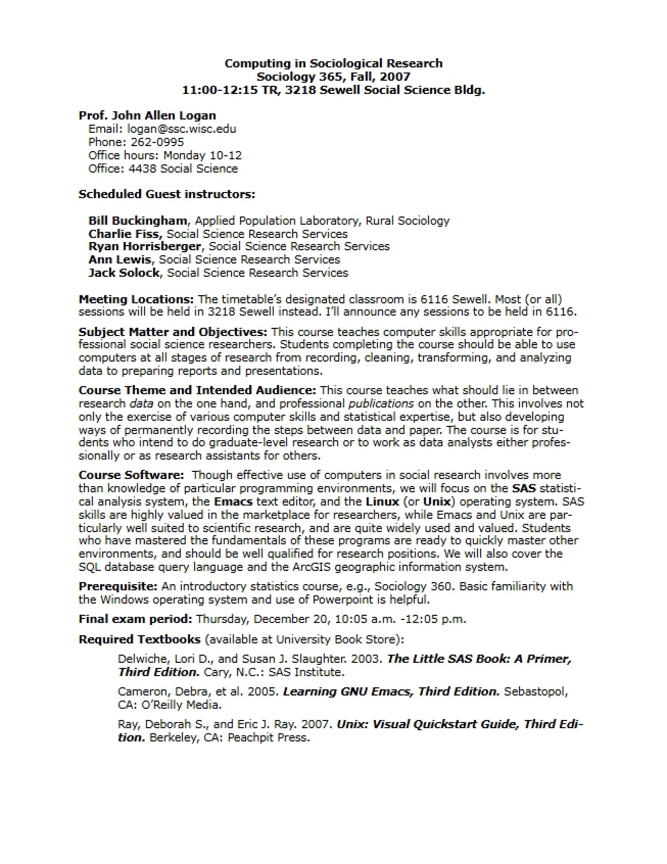 Course Syllabus