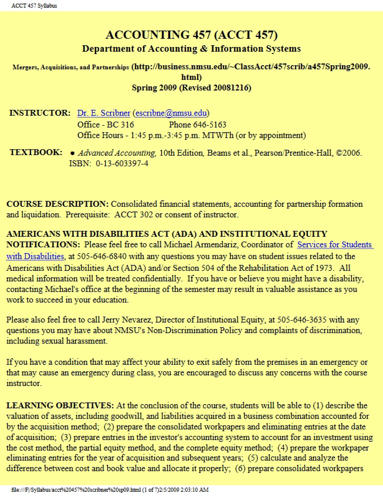 Mergers, Acquisitions, and Partnerships Course Syllabus