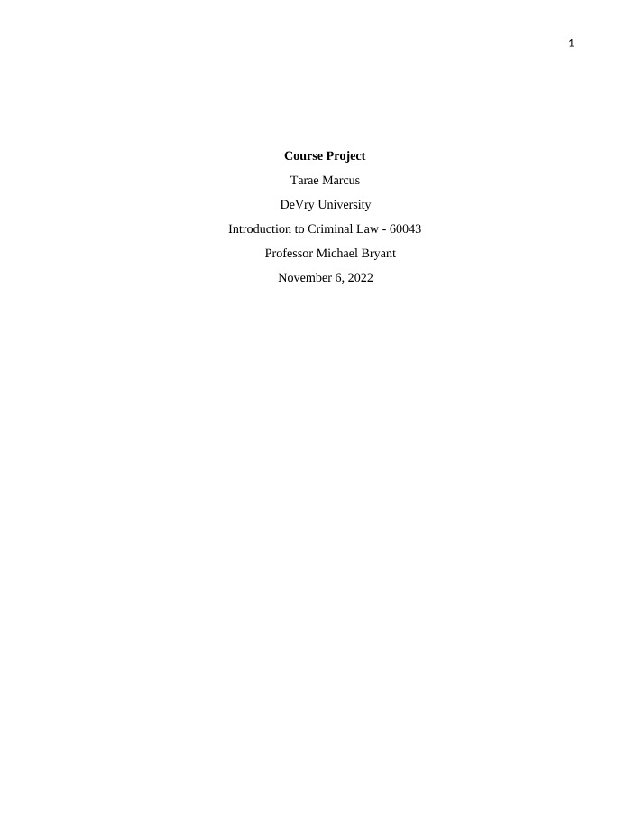 Course Project - Introduction to Criminal Law