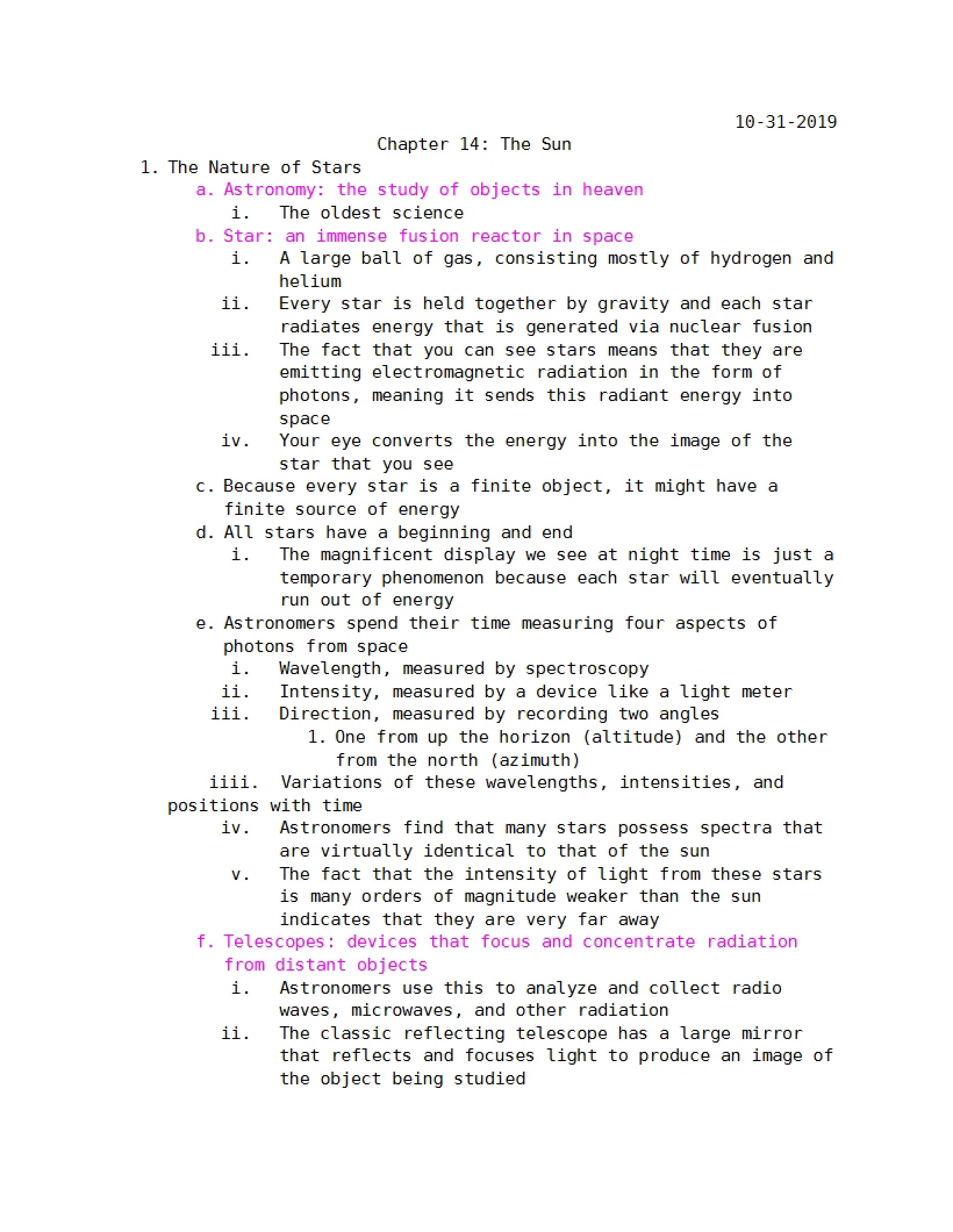 Sun Study (Chapter 14)