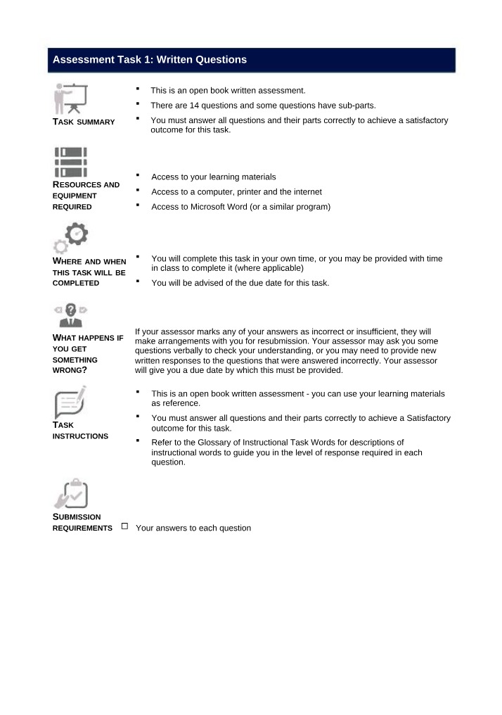 Written Questions - Assessment Task 1