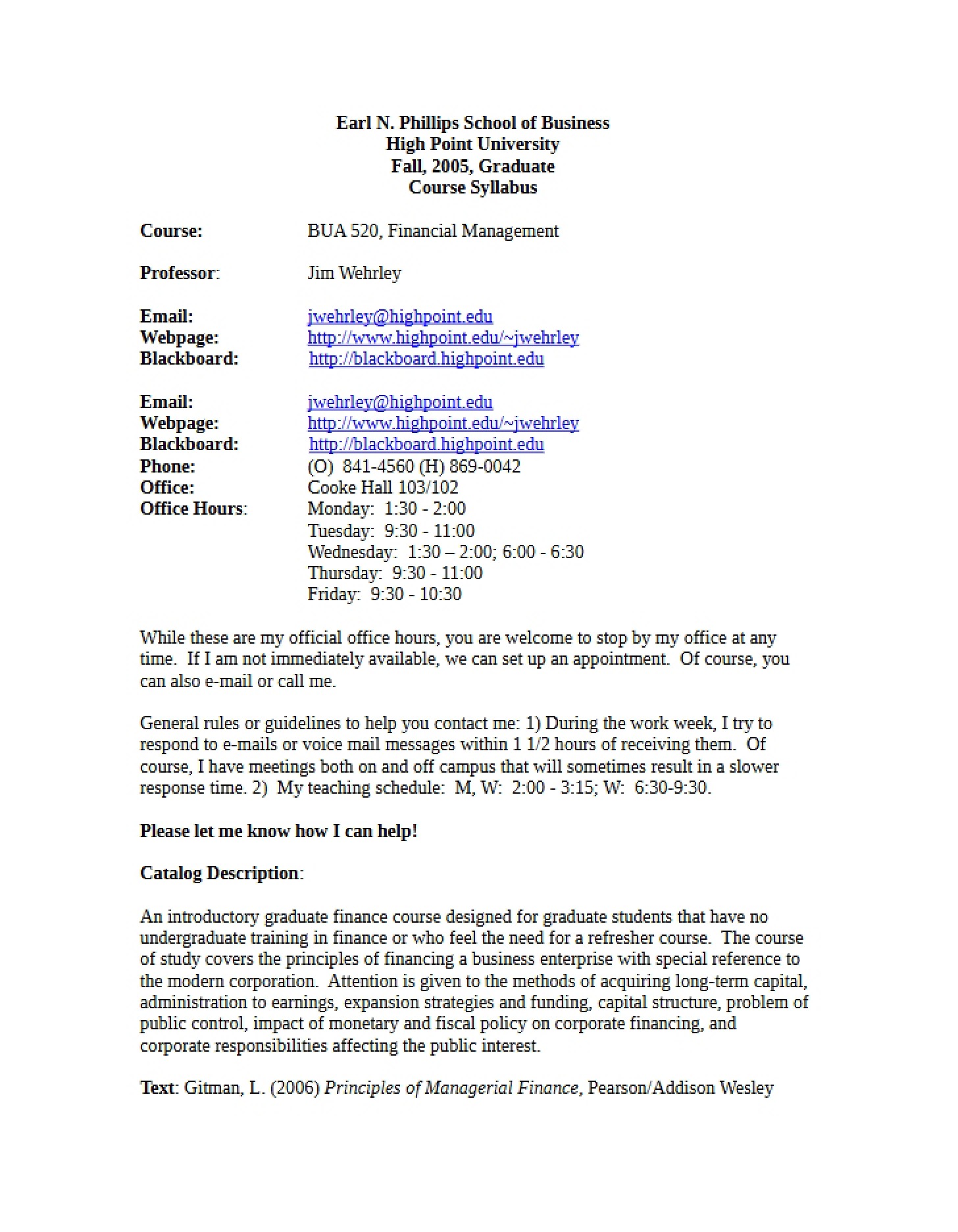 Course Syllabus