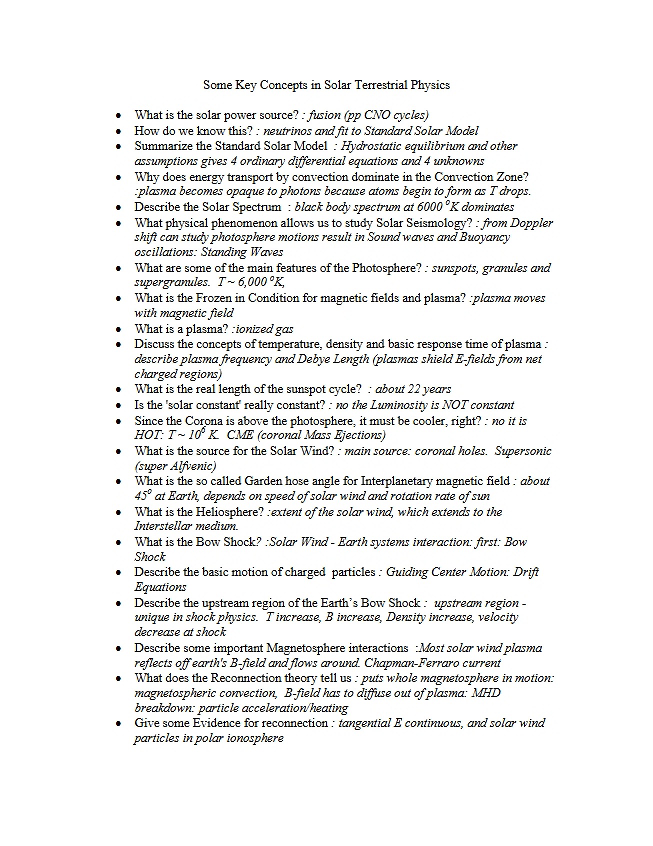 Student Study Notes