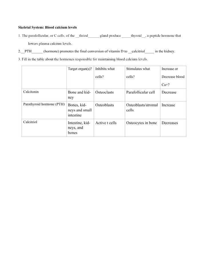 Worksheet 3 for Calcium