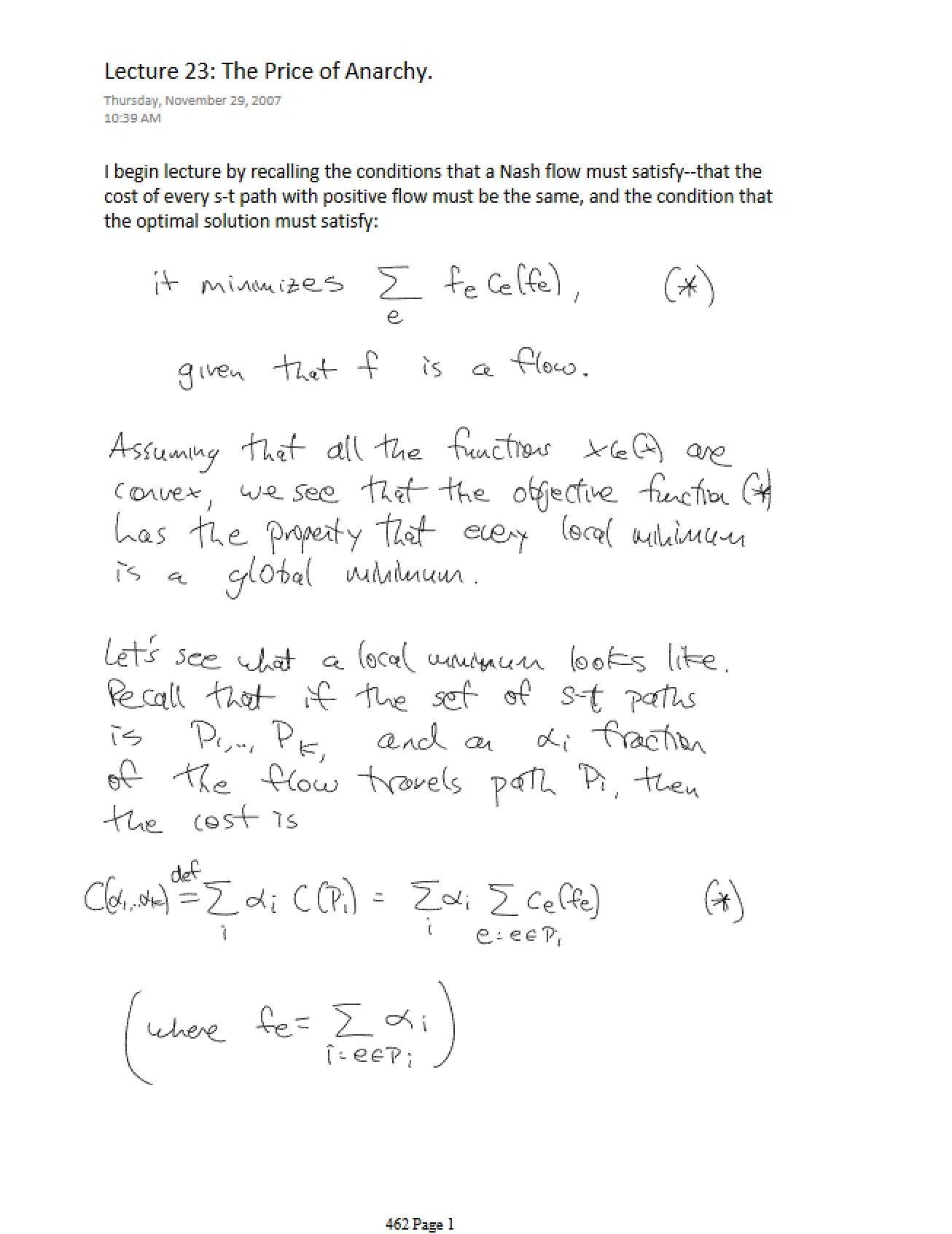 Price of Anarchy (Lecture 23)