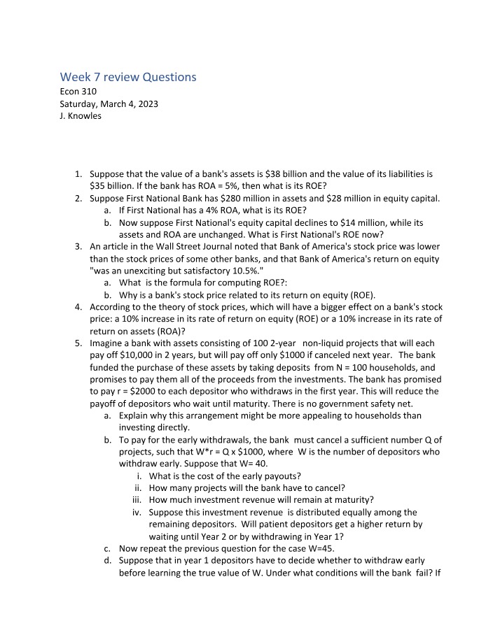 Review Questions for Week 7