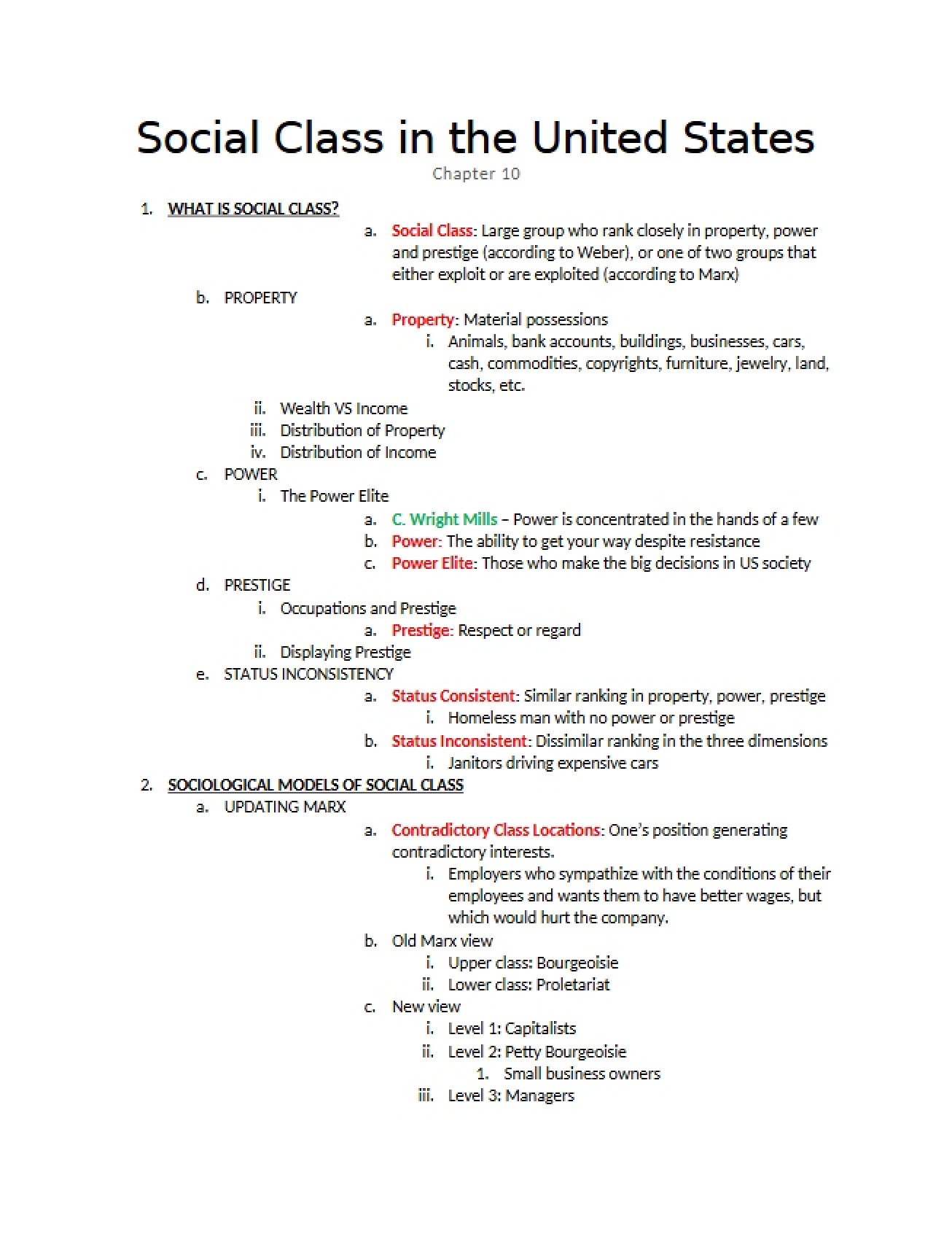Examination of Social Class in the United States