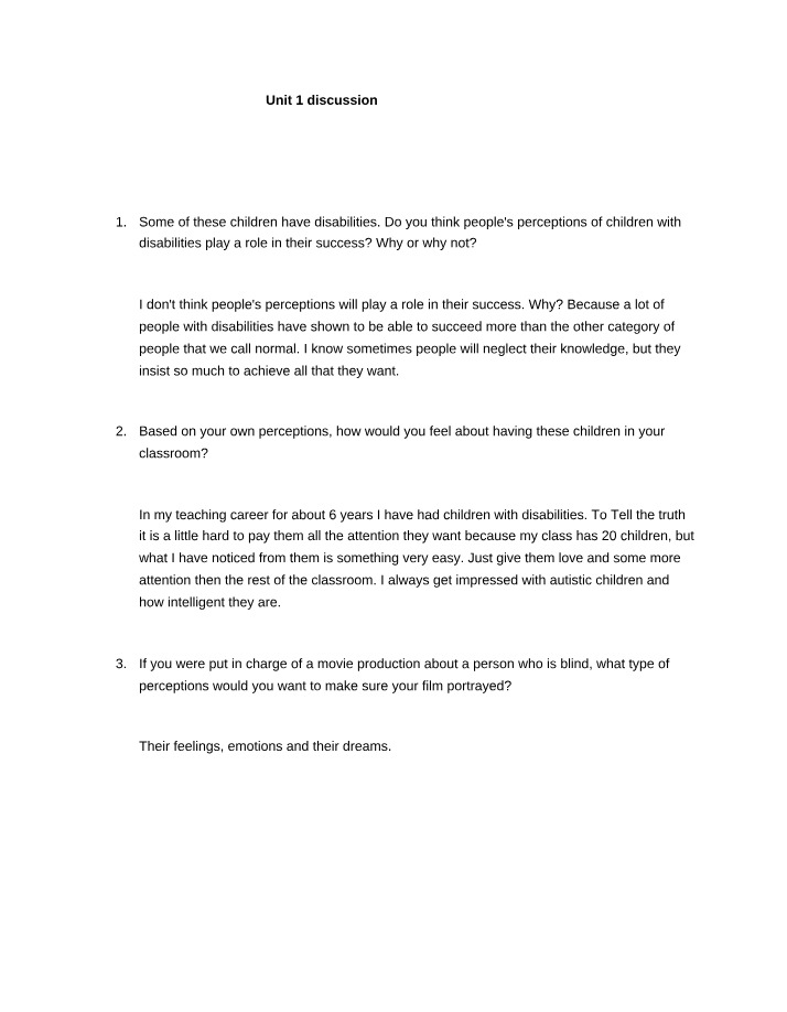 Discussion for Unit 1