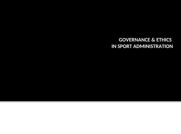 2022 Governance in Sport