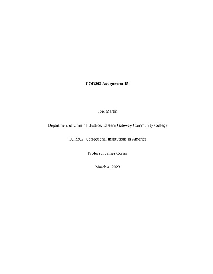 COR202 Assignment 15 - Inmate Rights