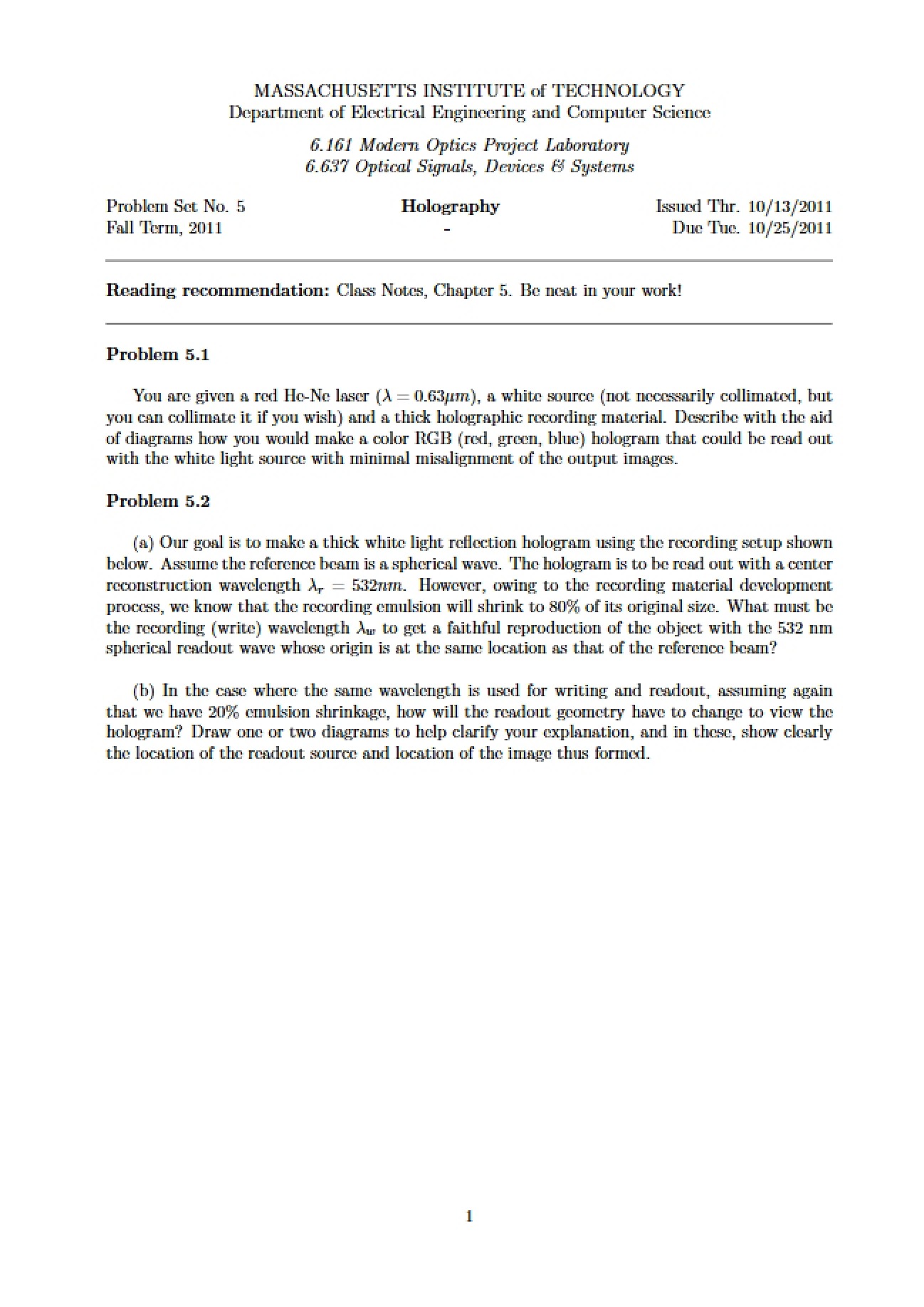 Holography: Problem Set 5