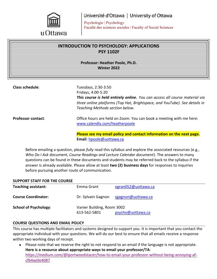 Winter 2022 Syllabus for Intro to Psychology Applications