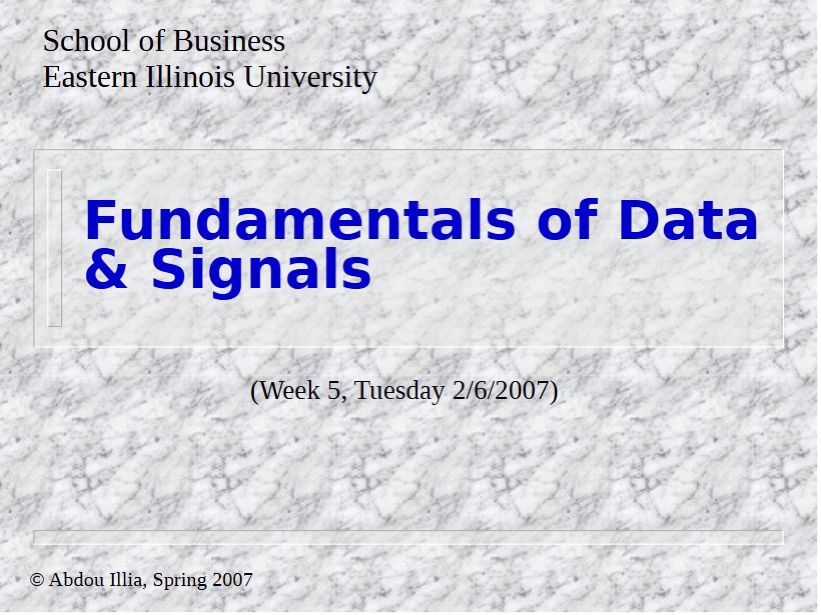 Signals and Data Fundamentals