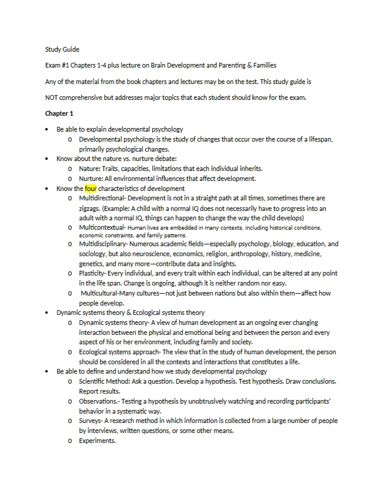 Developmental Psych Study Guide