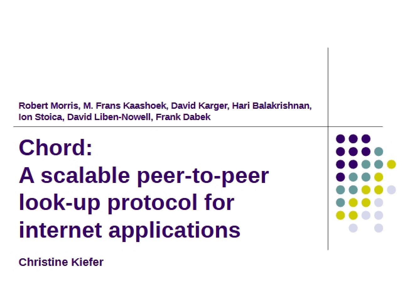 Peer-To-Peer Lookup The Scalable Chord Protocol