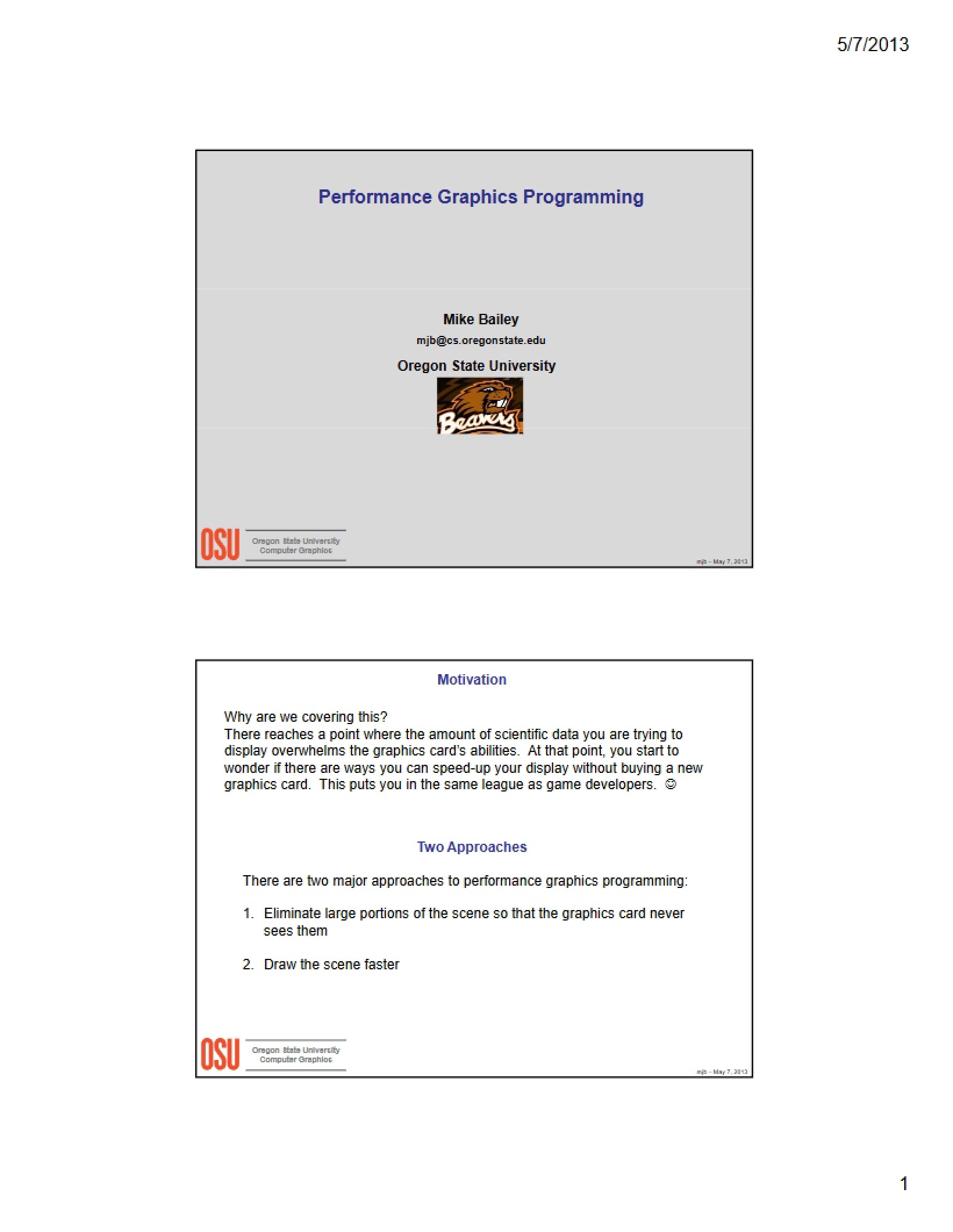 Programming for Graphics Performance