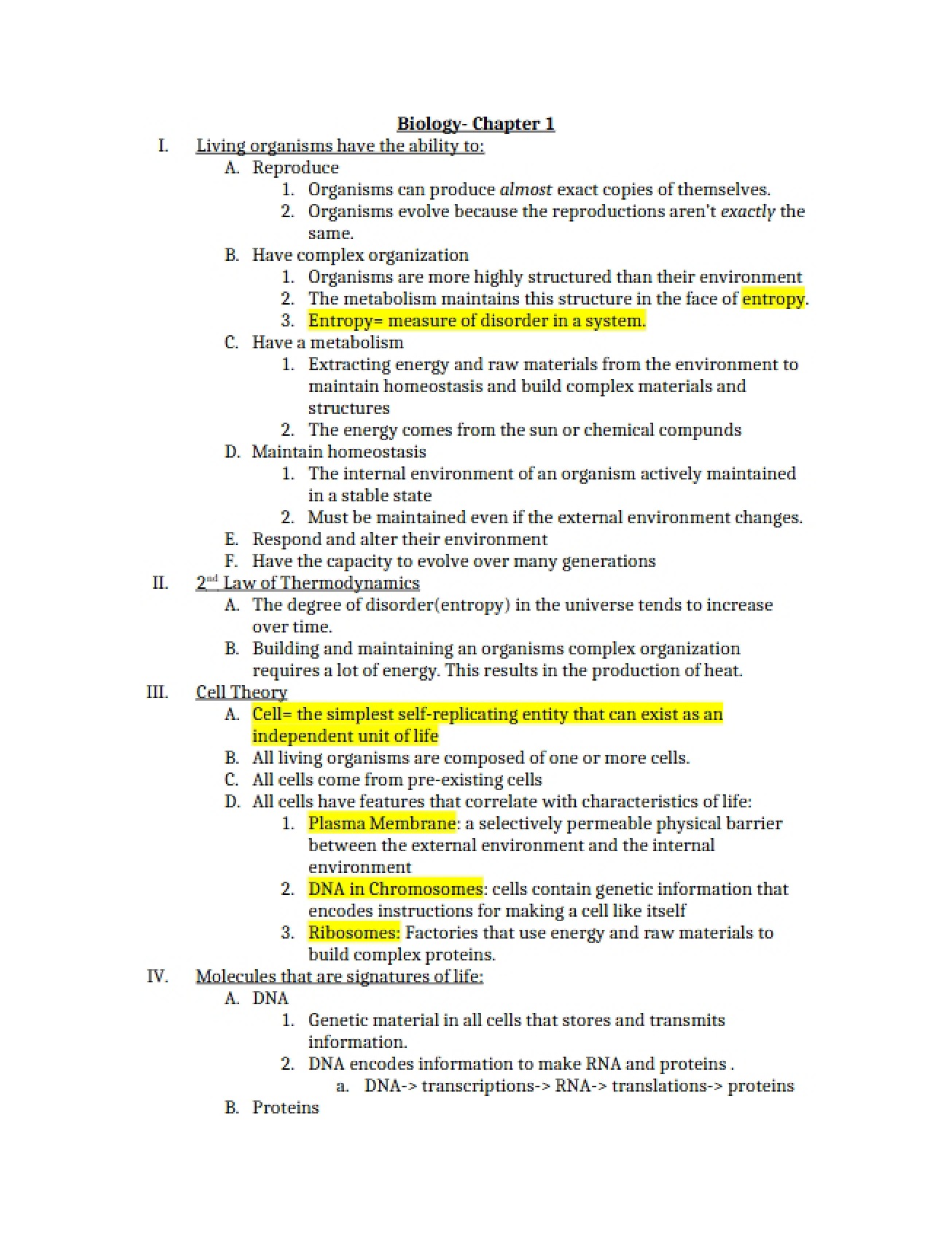 Biology Chapter 1