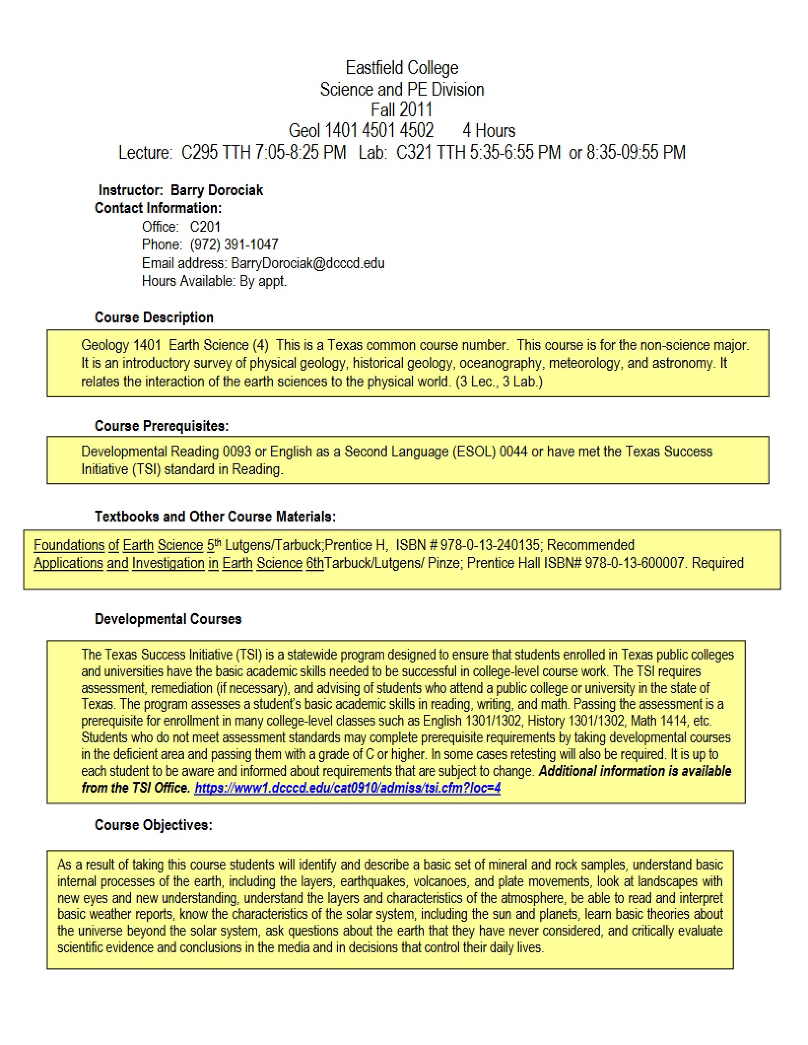 Syllabus - 6 Pages