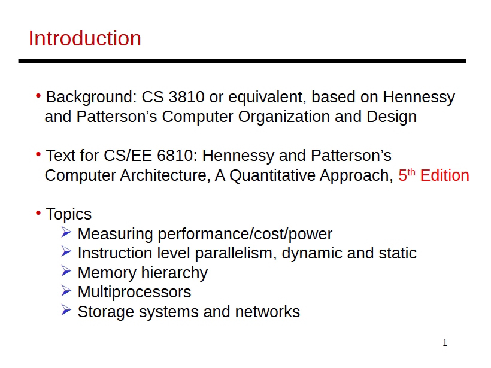 Computer Architecture Introduction