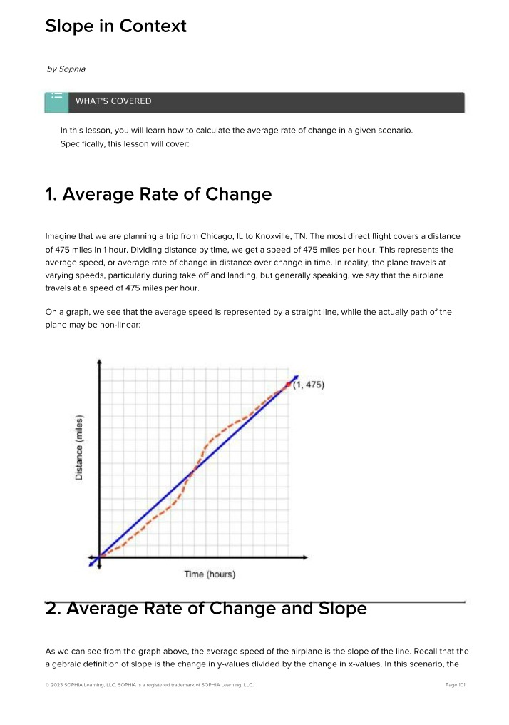Slope, Average Rate of Change, and Linear Equations