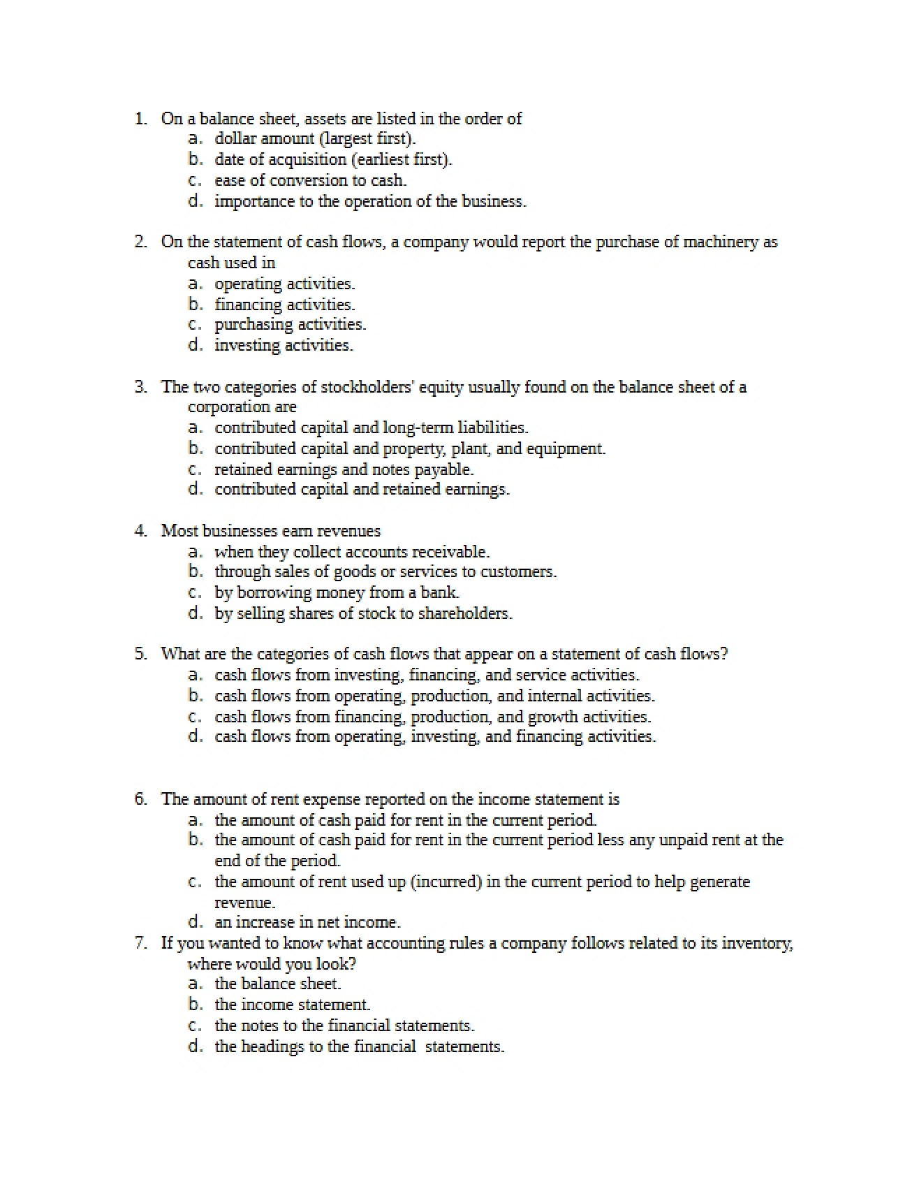 General Examination for Financial Accounting