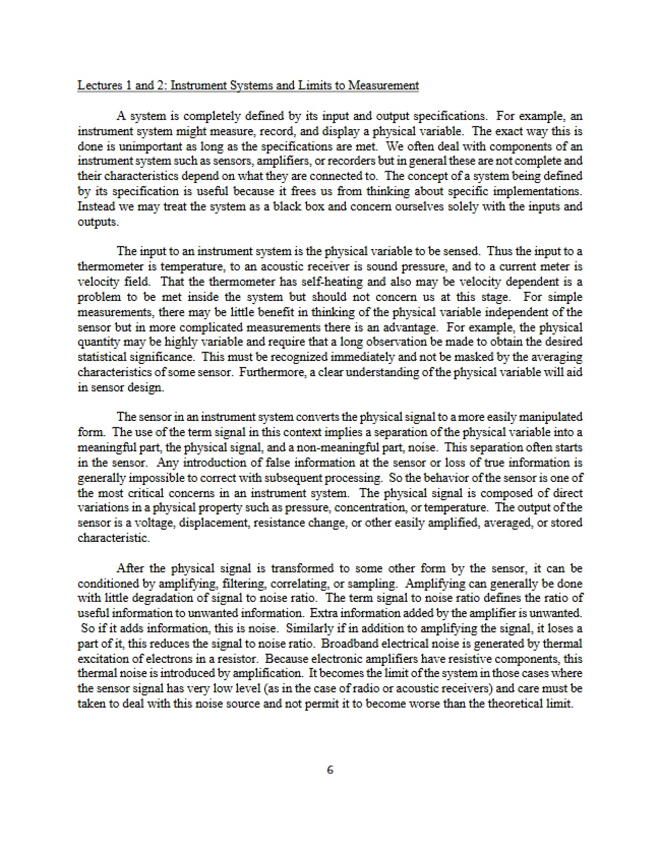 Instrument Systems: Lectures 1 and 2
