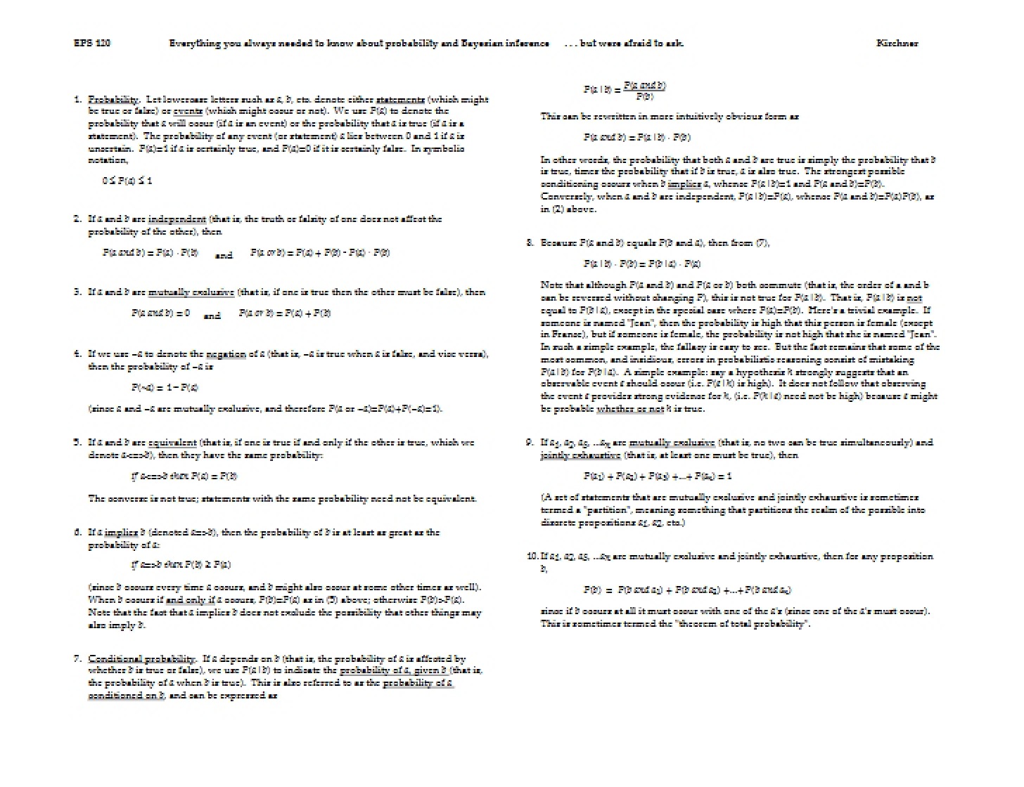 Notes on Bayesian Inference