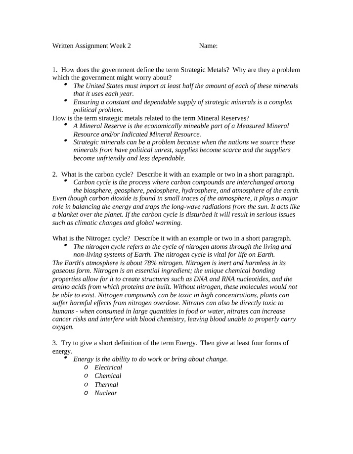 Week 2 Written Assignment